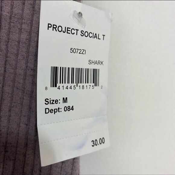 Project Social T Tank Top Womens Medium Shark Purple Ribbed Tie Back Ruffle - Picture 4 of 4